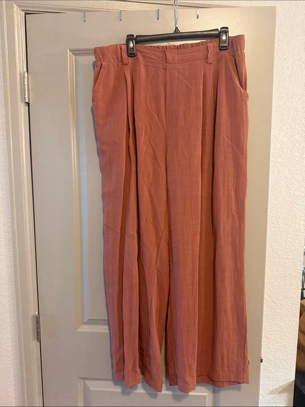 Halara Relaxed Linen-Blend Pleated Pants - Dusty Rose